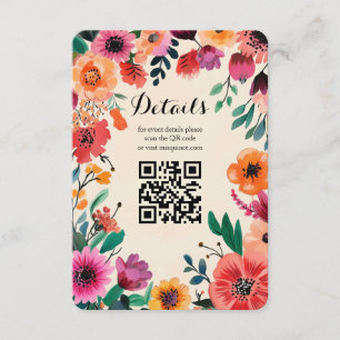 Aquarellfarbener Rahmen Quinceañera CUSTOM QR Code Begleitkarte