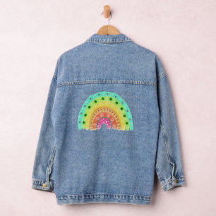Aquarellfarbener Regenbogen Hübsch Jeansjacke