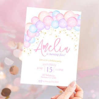 Aquarellfarbener Regenbogen-Pastellballon-Bogen Ge Einladung