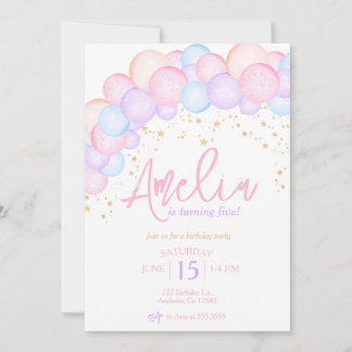 Aquarellfarbener Regenbogen-Pastellballon-Bogen Ge Einladung