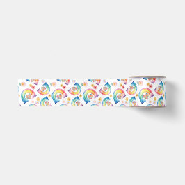 Aquarellfarbener Regenbogen Satinband