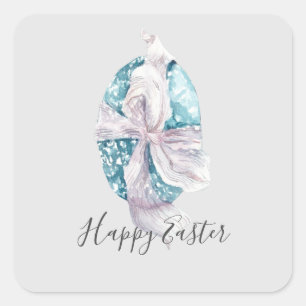 Aquarellfarbener Ribbon Wrapped Egon Oster Quadratischer Aufkleber
