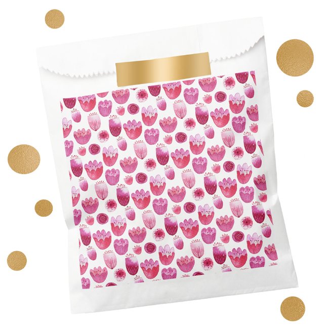 Aquarellfarbener Rosa Geschenktütchen (Watercolor blossom floral pattern hot pink party favor bag)