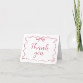 Aquarellfarbener rosa Rahmen für die Schleife Dankeskarte