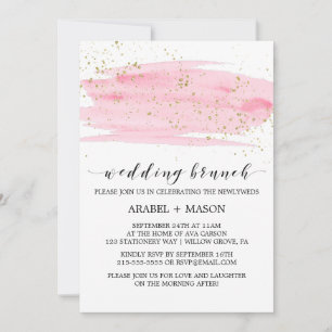 Aquarellfarbener Rosa-Rosa-Rosa-Rock und Gold-Hoch Einladung