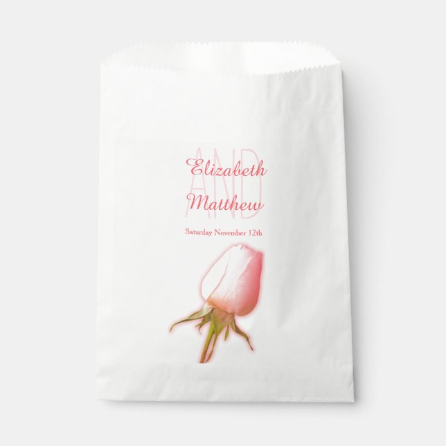 Aquarellfarbener Single Rosa Rosenknospe Gastgesch Geschenktütchen (Vorderseite)