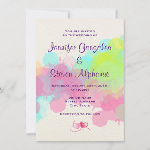 Aquarellfarbener Spritzer Abstrakte Hochzeit Einladung