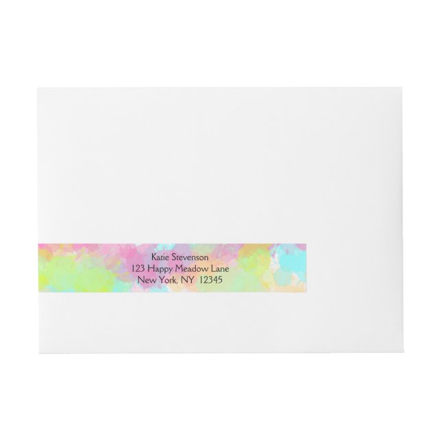 Aquarellfarbener Spritzer Farbenfrohe abstrakte Ge Rundum-Adressaufkleber (Vorderseite)