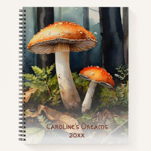 Aquarellfarbener Toadstool - Fall Forest Cottage Notizbuch