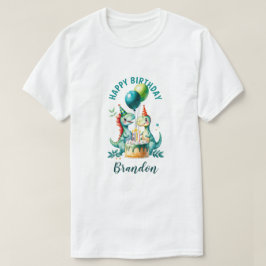 Aquarellfarbener Trex Dinosaurier 1. Geburtstag T-Shirt