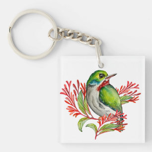 Aquarellfarbener tropischer Vogel Schlüsselanhänger
