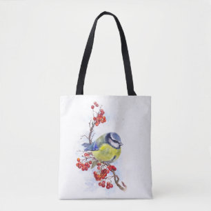 Aquarellfarbener Wintertimvogeldiagramm Tasche
