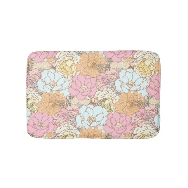 Aquarellfarbenes Blumenmuster Badematte (Vorderseite)