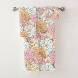 Aquarellfarbenes Blumenmuster Badhandtuch Set