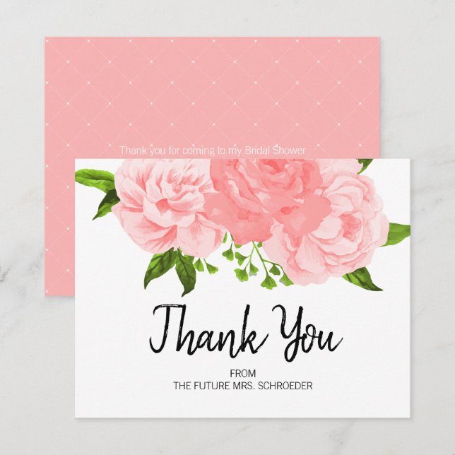 Aquarellfarbenes Brautparty Danke Karte (Vorne/Hinten)