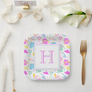 Aquarellfarbenes Derby Jerseys & Hats Monogram Pappteller