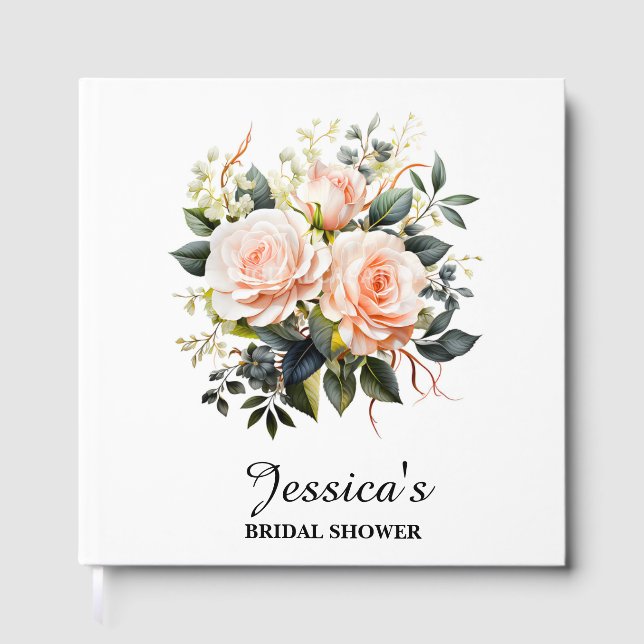 Aquarellfarbenes florales Personalisiertes Brautpa Gästebuch (Vorderseite)