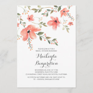 Aquarellfarbenes florales Romantisches Brautparty Einladung