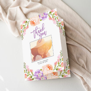 Aquarellfarbenes Foto Abschluss Danke Karte