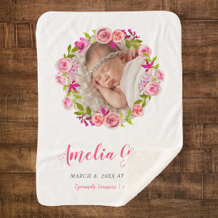 Aquarellfarbenes Foto Baby Geburtsstunde Sherpadecke