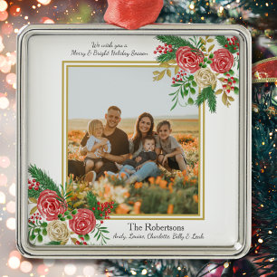 Aquarellfarbenes Foto Freuen und Helle Ferien Ornament Aus Metall