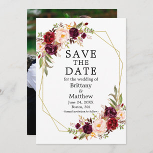 Aquarellfarbenes Foto mit Blumenbezug Save The Date