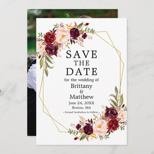 Aquarellfarbenes Foto Save The Date (Vorne/Hinten)