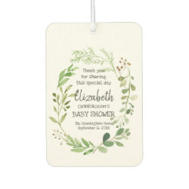 Aquarellfarbenes Green Foliage Baby Dusche Gastges Autolufterfrischer