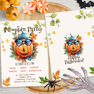 Aquarellfarbenes Halloween-Party Einladung