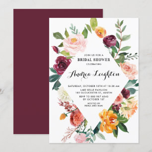 Aquarellfarbenes Herbstblüten Blumenblüten Brautpa Einladung