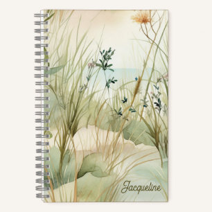 Aquarellfarbenes Meer Strand Landschaft Notizbuch