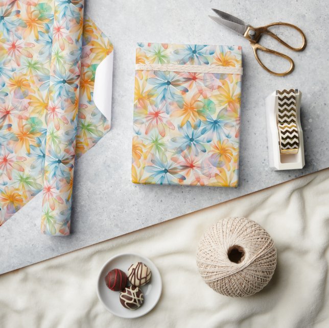 Aquarellfarbenes Muster Geschenkpapier (Kunsthandwerk)
