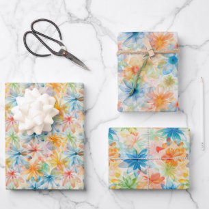 Aquarellfarbenes Muster Geschenkpapier Set