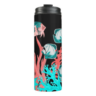 Aquarellfarbenes nahtloses Muster mit exotischen F Thermosbecher