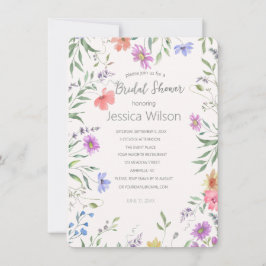 Aquarellfarbenes Niedliches Blumenwiesen Brautpart Einladung