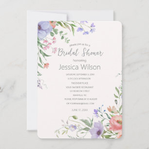 Aquarellfarbenes Niedliches Blumenwiesen Brautpart Einladung