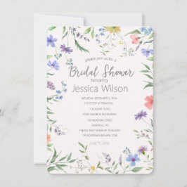 Aquarellfarbenes Niedliches Blumenwiesen Brautpart Einladung