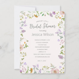 Aquarellfarbenes Niedliches Blumenwiesen Brautpart Einladung