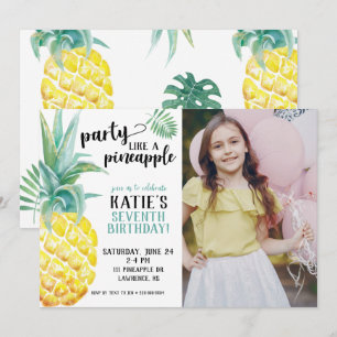 Aquarellfarbenes Party wie eine Ananas zum Geburts Einladung