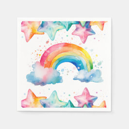 Aquarellfarbenes Regenbogenpapier Napoleon Serviette