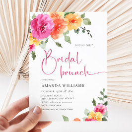 Aquarellfarbenes, rosa Orangefarbenes Blume Brautp Einladung