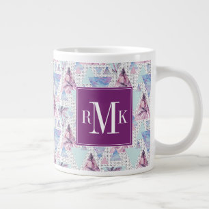 Aquarellfarbenes rosa und blaues Palmenmuster Jumbo-Tasse