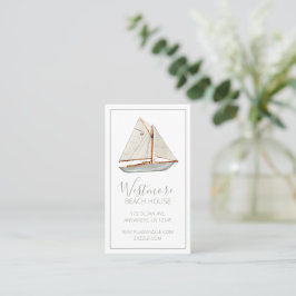 Aquarellfarbenes Sailboat Beach House Visitenkarte