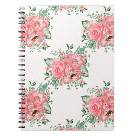 Aquarellfarbenes Shabby Chic Rosen und Polka-Punkt Notizblock