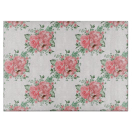 Aquarellfarbenes Shabby Chic Rosen und Polka-Punkt Schneidebrett