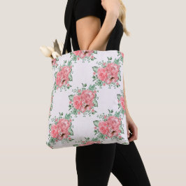 Aquarellfarbenes Shabby Chic Rosen und Polka-Punkt Tasche