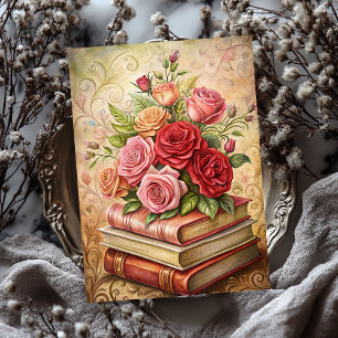 Aquarellfarbenes Shabby Chic Vintage rote Rosen al Seidenpapier