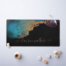 Aquarellfarbenes Textil-Monogramm Schreibtischunterlage