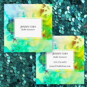 Aquarellfarbenes, texturiertes Gemälde grün Quadratische Visitenkarte