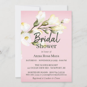*~* Aquarellfarbenes White Beach Rose Buds Brautpa Einladung